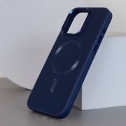 Кожаный чехол Bonbon Leather Metal Style with MagSafe для Apple iPhone 14 Pro (6.1"), Синий / Navy blue