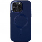 Кожаный чехол Bonbon Leather Metal Style with MagSafe для Apple iPhone 14 Pro (6.1"), Синий / Navy blue