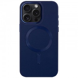 Кожаный чехол Bonbon Leather Metal Style with MagSafe для Apple iPhone 14 Pro (6.1"), Синий / Navy blue