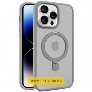 TPU+PC чохол Metal Buttons with MagSafe Colorful HQ Ring для Apple iPhone 16 (6.1"), Grey