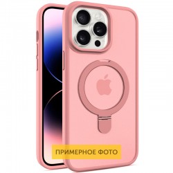 TPU+PC чохол Metal Buttons with MagSafe Colorful HQ Ring для Apple iPhone 16 (6.1"), Pink