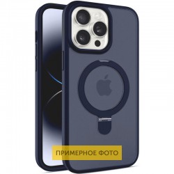 TPU+PC чохол Metal Buttons with MagSafe Colorful HQ Ring для Apple iPhone 16 (6.1"), Dark Blue