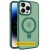 TPU+PC чехол Metal Buttons with MagSafe Colorful HQ Ring для Apple iPhone 16 (6.1"), Green