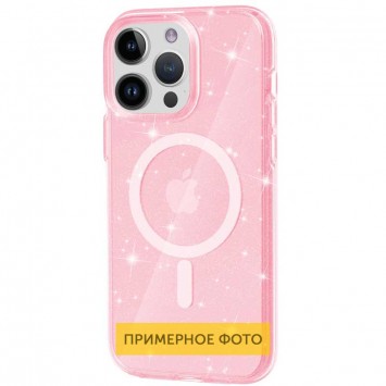 Чехол TPU Galaxy Sparkle (MagFit) для Apple iPhone 16 (6.1"), Pink+Glitter