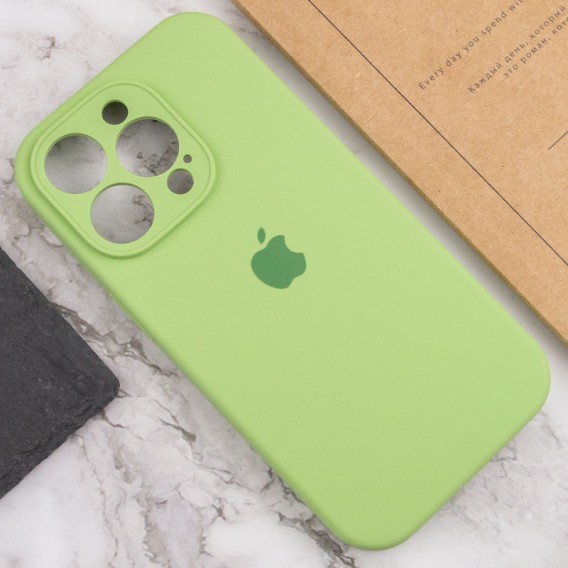 Чохол Silicone Case Full Camera Protective (AA) для Apple iPhone 15 Pro (6.1"), М'ятний / Mint / PVH