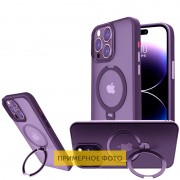 TPU+PC чохол Metal Buttons with MagSafe Colorful HQ Ring для Apple iPhone 16 (6.1"), Purple