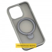 TPU+PC чохол Metal Buttons with MagSafe Colorful HQ Ring для Apple iPhone 16 (6.1"), Grey