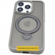 TPU+PC чохол Metal Buttons with MagSafe Colorful HQ Ring для Apple iPhone 16 (6.1"), Grey