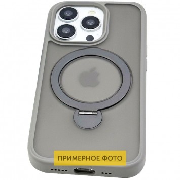 TPU+PC чехол Metal Buttons with MagSafe Colorful HQ Ring для Apple iPhone 16 (6.1"), Grey - iPhone 16 - изображение 3