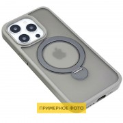 TPU+PC чехол Metal Buttons with MagSafe Colorful HQ Ring для Apple iPhone 16 (6.1"), Grey