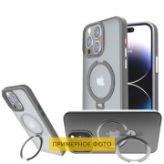 TPU+PC чехол Metal Buttons with MagSafe Colorful HQ Ring для Apple iPhone 16 (6.1"), Grey