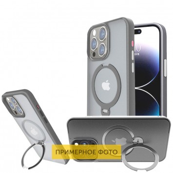 TPU+PC чехол Metal Buttons with MagSafe Colorful HQ Ring для Apple iPhone 16 (6.1"), Grey - iPhone 16 - изображение 6