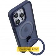 TPU+PC чехол Metal Buttons with MagSafe Colorful HQ Ring для Apple iPhone 16 (6.1"), Dark Blue