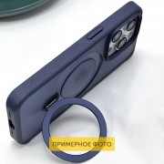 TPU+PC чохол Metal Buttons with MagSafe Colorful HQ Ring для Apple iPhone 16 (6.1"), Dark Blue