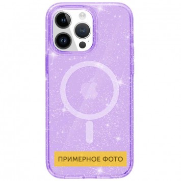 Чехол TPU Galaxy Sparkle (MagFit) для Apple iPhone 16 (6.1"), Purple+Glitter - iPhone 16 - изображение 3