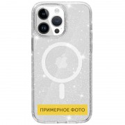 Чехол TPU Galaxy Sparkle (MagFit) для Apple iPhone 16 (6.1"), Clear+Glitter