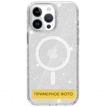 Чехол TPU Galaxy Sparkle (MagFit) для Apple iPhone 16 (6.1"), Clear+Glitter - iPhone 16 - изображение 3