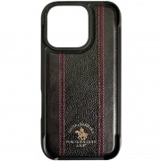 Кожаный чехол Polo Santa Barbara Barton для Apple iPhone 16 Pro (6.3"), Black / Red