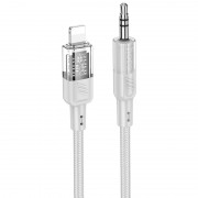 Аудіо кабель Aux Hoco UPA27 Spirit transparent (Lightning to AUX 3.5mm) (1.2m), Сірий