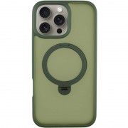 TPU+PC чехол Metal Buttons with MagSafe Colorful HQ Ring для Apple iPhone 16 Pro Max (6.9"), Green