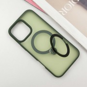 TPU+PC чохол Metal Buttons with MagSafe Colorful HQ Ring для Apple iPhone 16 Pro Max (6.9"), Green