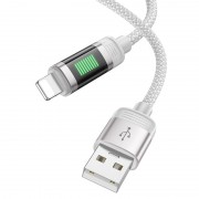 USB кабель Hoco U126 Lantern 2.4A USB to Lightning (1.2m), Сірий