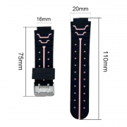 Силиконовый ремешок для детских часов: Q750 Q100 Q60 Q80 Q90 Q528 T7 S4 Y21 Y19, 16 мм - (черный / розовый)