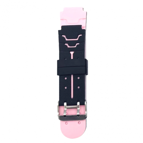 Силиконовый ремешок для детских часов: Q750 Q100 Q60 Q80 Q90 Q528 T7 S4 Y21 Y19, 16 мм - (черный / розовый)