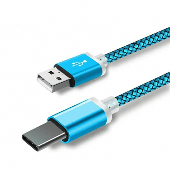 Type C USB кабель для захищених смартфонів 10 мм, блакитний