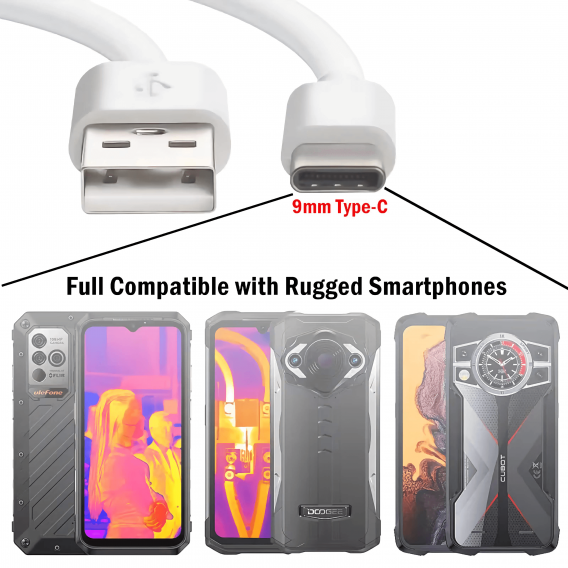 Type C USB кабель для Ulefone Armor 7E с длинным штекером