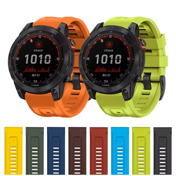 Силиконовый ремешок для часов Garmin Fenix, Enduro, Tactix - QuickFit 26 мм, оранжевый