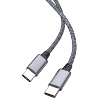 Кабель Type-C to Type-C 60W PD (2 метра) Нейлоновая оплетка Серый