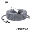 Кабель Type-C to Type-C 60W PD (2 метри) Нейлонове обплетення Сірий