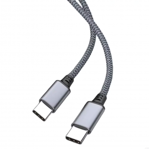 Кабель Type-C to Type-C 60W PD (5 метрів) Нейлонове обплетення Сірий