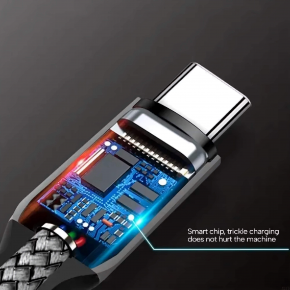 Кабель Type-C to Type-C 60W PD (5 метрів) Нейлонове обплетення Сірий