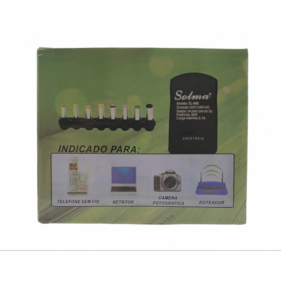Блок живлення універсальний зі змінними конекторами (3, 4.5, 6, 7.5, 9, 12 Вольт) 100 см Чорний