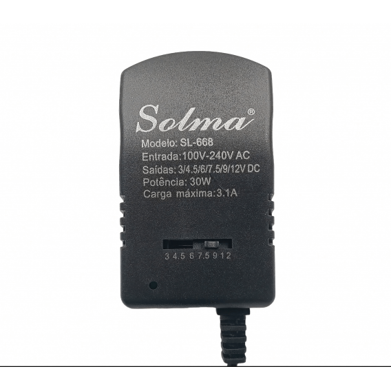 Блок живлення універсальний зі змінними конекторами (3, 4.5, 6, 7.5, 9, 12 Вольт) 100 см Чорний