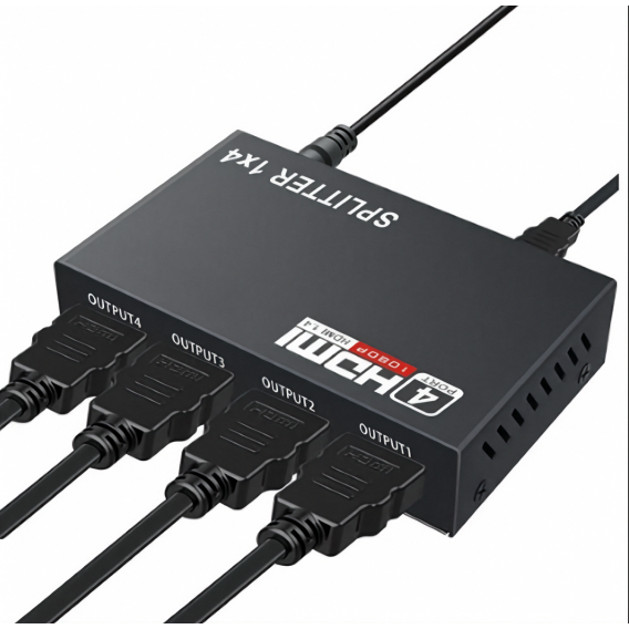 Розгалужувач HDMI на 4 порти спліттер активний чорний