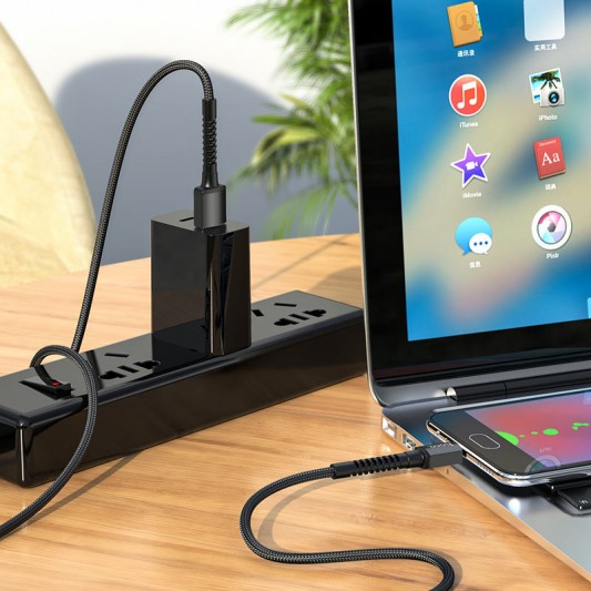 Дата кабель Hoco X71 "Especial" MicroUSB (1m), Black - зображення 4 