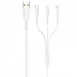 Дата кабель Usams US-SJ367 U35 3in1 USB to Combo 2A (1m), Білий