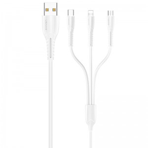 Дата кабель Usams US-SJ367 U35 3in1 USB to Combo 2A (1m), Білий