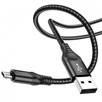 Кабель телефону Borofone BX56 Delightful USB to Micro-USB (1m), Black - MicroUSB кабелі - зображення 1 