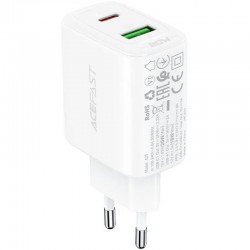 Зарядное устройство Acefast A25 PD20W (USB-C+USB-A) dual port, White