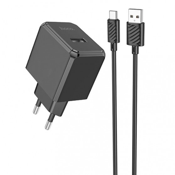 Зарядний пристрій HOCO CS11A (1USB) + Type-C, Black