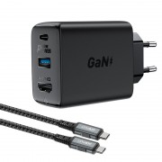 Зарядний пристрій Acefast A17 65W GaN multi-function HUB + кабель Type-C to Type-C, Black