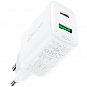 Зарядное устройство Acefast A25 PD20W (USB-C+USB-A) dual port, White