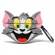 Силиконовый футляр Tom & Jerry series для наушников AirPods Pro + карабин, Том/Серый