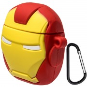 Силиконовый футляр Marvel & DC series для наушников AirPods 1/2 + карабин, Iron Man / Красный