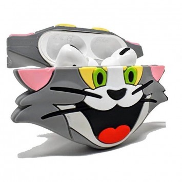 Силиконовый футляр Tom & Jerry series для наушников AirPods Pro + карабин, Том/Серый - Apple AirPods - изображение 1