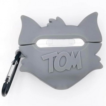 Силиконовый футляр Tom & Jerry series для наушников AirPods Pro + карабин, Том/Серый - Apple AirPods - изображение 2